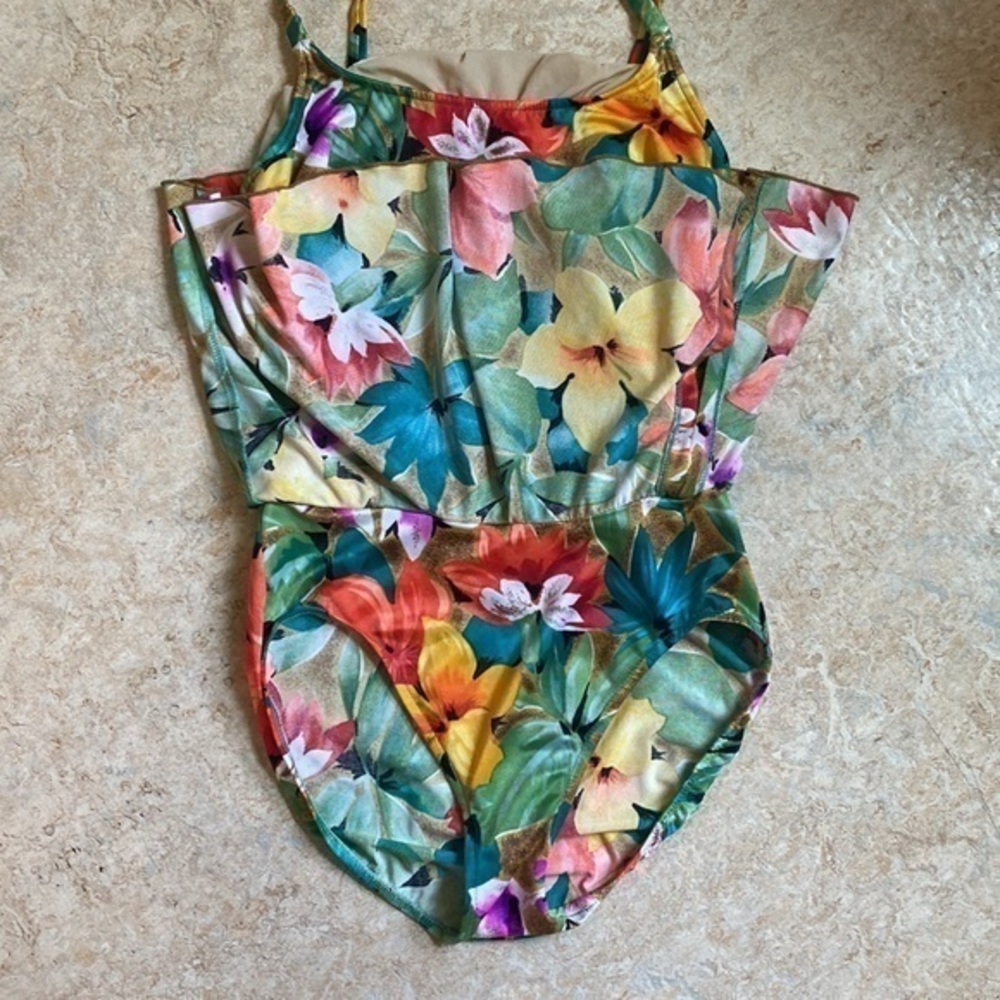 GABAR RETRO BATHING SUIT 70s/80s Small floral Made in USA - Picture 4 of 12
